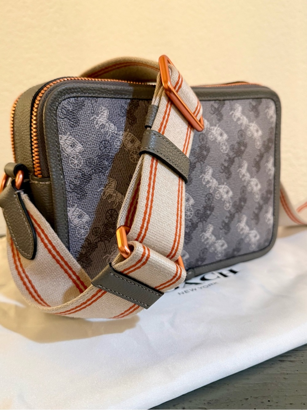 Coach Charter Crossbody 24 C5351 - Gray & White Horse and Carriage Print